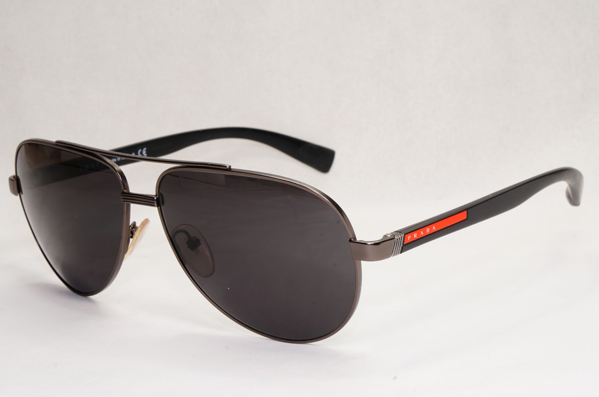 Prada Sunglasses Black Pilot Gunmetal Grey PS58US SPS 58U Prada Sunglasses Black Pilot Gunmetal Grey PS58US SPS 58U