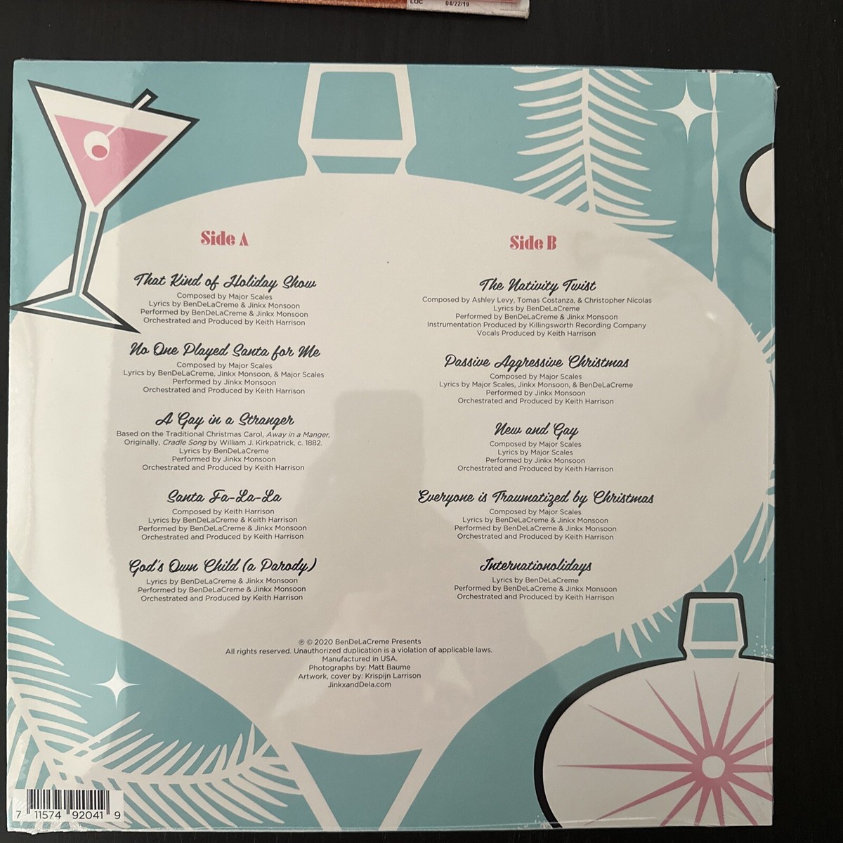 Jinkx & Dela Holiday Special Vinyl LP Ben Dela Creme Jinkx Monsoon
