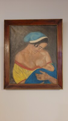Madonna with child, Vintage oil, sign Cimera 50% off listed price sale, FreeShip
