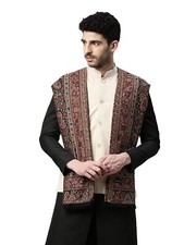 Mens Kashmiri Luxury Pashmina Kaani Shawl Stole Wrap Black 28x80 Inches S6