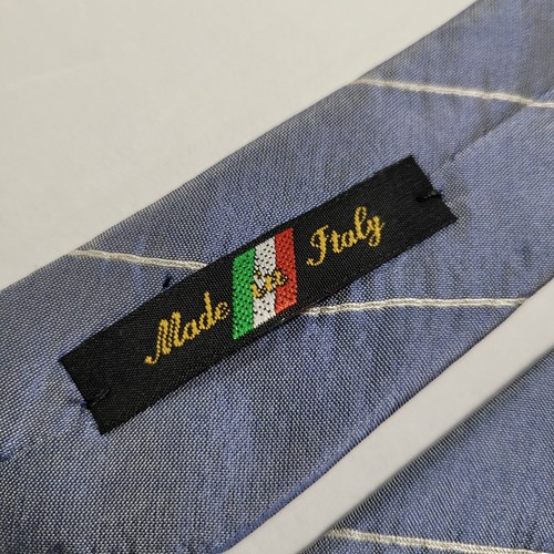 Bugatchi Uomo Men's Steel Blue Striped 100% Silk Necktie Handmade In Italy - Picture 6 of 8