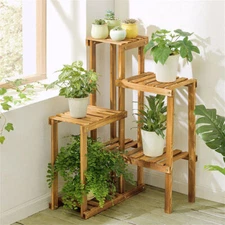 Corner Garden Plant Stand Wood Multi-Tiered Flower Display Rack Shelf for Patio