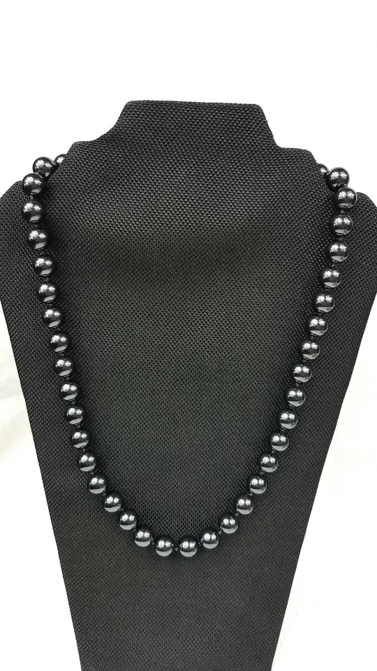 MONET BLACK FAUX PEARL HAND KNOTTED  NECKLACE.     7 - Image 2 of 4