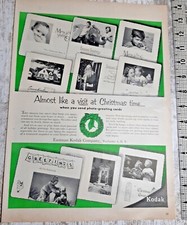 1954 Eastman Kodak Vintage Print Ad Photo Greeting Cards Christmas Camera Family