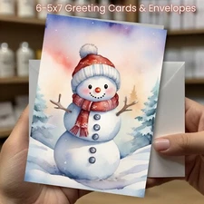 Christmas Greeting Cards w/ Envelope - Set of 6 -5x7 Cards & Envelopes #041
