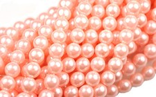 75 Coral Blush Pink Czech Glass Round Pearl Beads 6MM LIMITED