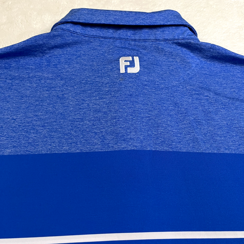 FootJoy Mens Shirt XL Blue StripeWhite Chest Stripe Golf Polo Active - Picture 6 of 6