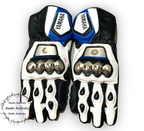 Yamaha Motorcycle Boots Genuine Leather Shoes With Motorbike Racing Gloves - Picture 9 of 12
