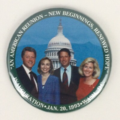 President Bill Clinton Inauguration Pinback Button 1993 Gore Hillary Democrat 