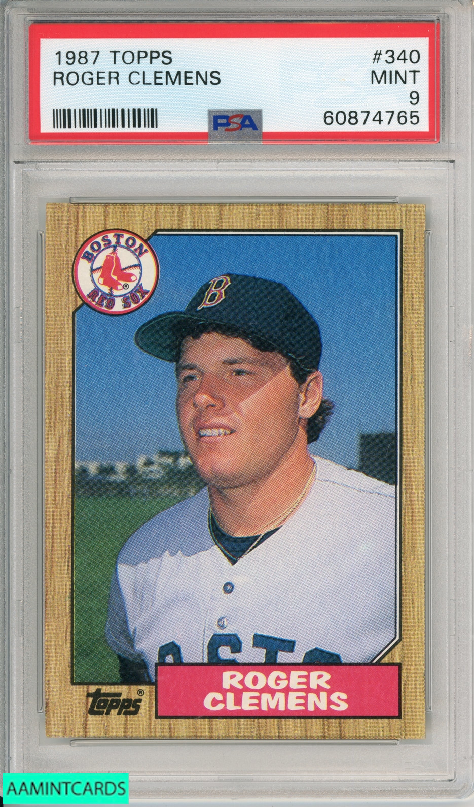 1987 TOPPS ROGER CLEMENS #340 RED SOX PSA 9 MINT