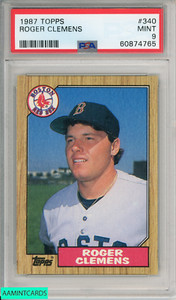 1987 TOPPS ROGER CLEMENS #340 RED SOX PSA 9 MINT