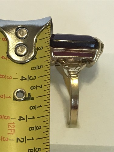 Avon Ring goldfarben lila Smaragdschliff/rechteckiger Stein Kostüm Cocktail - Bild 8 von 8