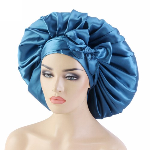 Women Satin Bonnet Long Hair Care Sleep Hat Cap Night Silk Feel Head Wrap Turban - Foto 16 di 35