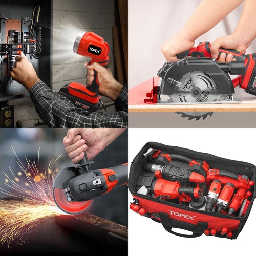 TOPEX 20V Cordless Drill Impact Driver Angle Grinder Circular Saw LED Torch Set - Picture 16 of 16