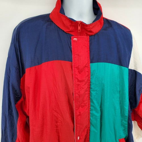 Volleys Sport Vintage Windbreaker Lined Jacket Size L Color Block - Picture 5 of 9