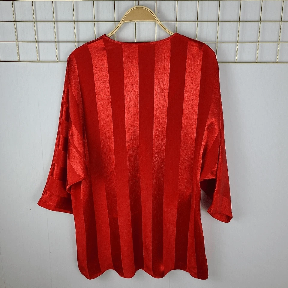 Top de mujer Scaasi grande a rayas rojas de gran tamaño años 70 80 discoteca de colección túnica-leer Foto 3 de 4