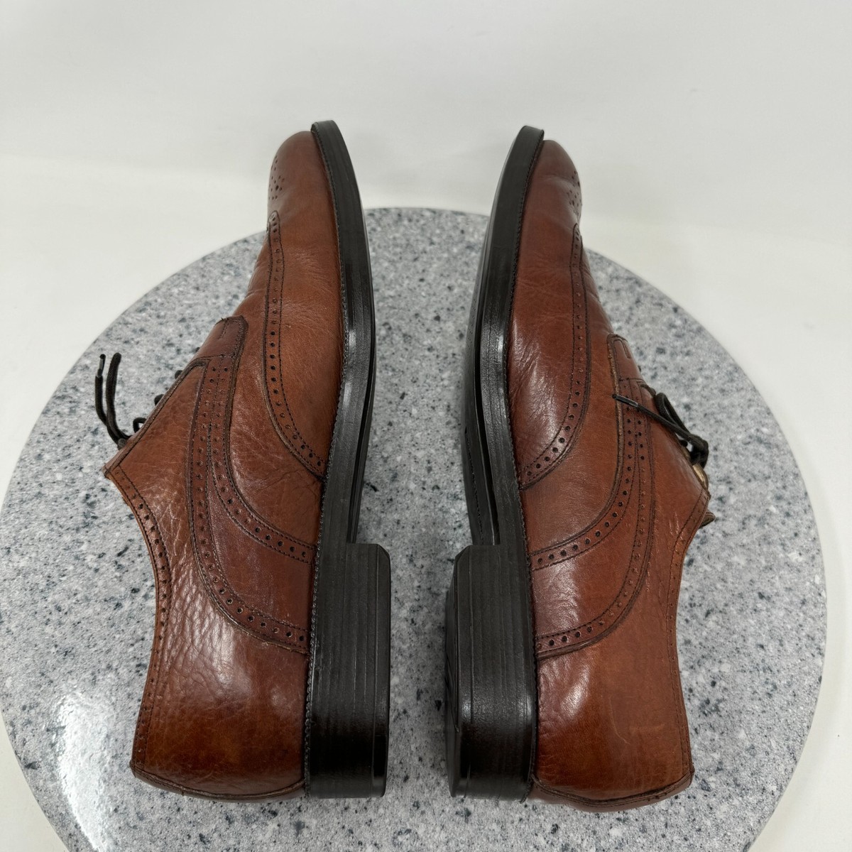 Johnston & Murphy Leather Shoe Cellini Brown Size 10.5 M Conard Cap Toe Wing Tip Men main image 3