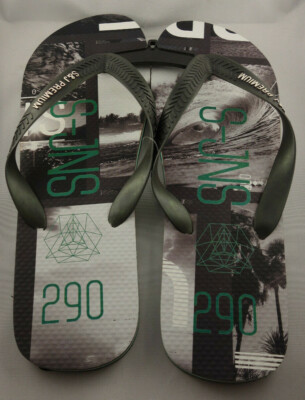 FlipFlop Badeschuhe S&J Premium grau mit schönem Muster Gr.XL 45-47 - NEU