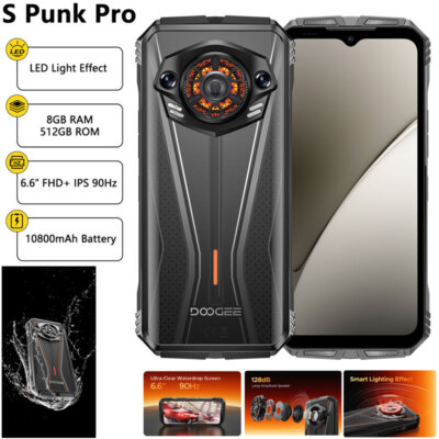 DOOGEE S Punk PRO 4G LTE Rugged Phone Android 14 Mobile Waterproof Outdoor 512GB