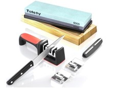 Knife Sharpening Stone, Whetstone Knife Sharpener  Angle Guide Set- New  