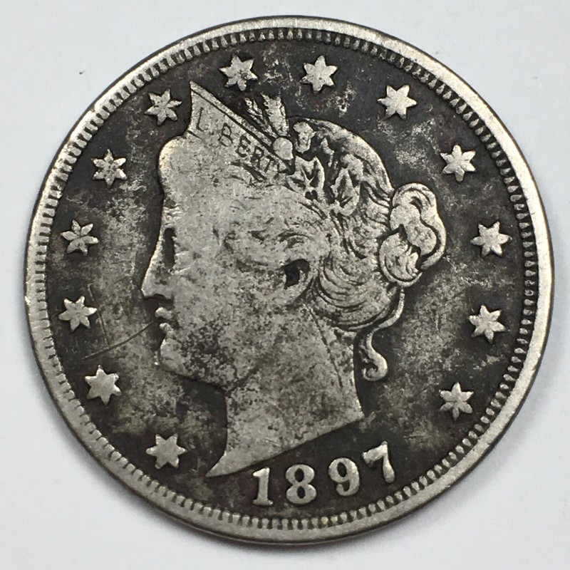 1897 United States Liberty "V" Nickel - Fine (F) KM#112 - 4373-AH