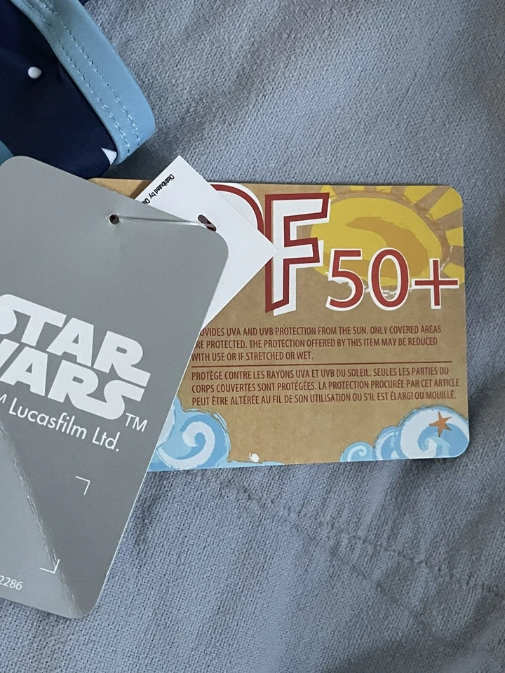 NUEVO Conjunto de Traje de Baño Disney Parks Star Wars R2-D2 Droide Niñas Talla 4 en Blanco Azul Foto 4 de 4