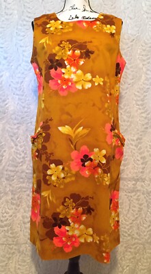 1960s Vintage Royal Hawaiian Orange Floral Print Dress Loose Fitting Est  Size L | eBay