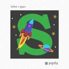 Letter S Space Needlepoint Kit or Canvas