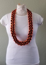 Orange and Black Graduation Lei Ribbon Lei with 4 Ribbons Birthday Ready2Ship