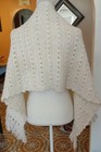 Vintage Crocheted Fringe Wrap Ivory White Handmade Shawl — photo 5