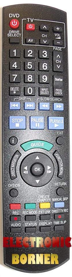 MARKENLOS Ersatz Fernbedienung für Panasonic DVD Rekorder N2QAYB000329 DMR-EH495 DMR-EH595