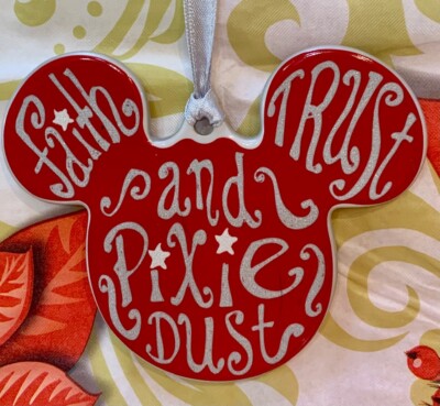 Disney Park Faith Trust Pixie Dust Mickey Mouse Flat Porcelain Ornament