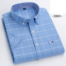 Mens Dress Oxford Shirts Formal Business Short Sleeves Cotton Casual Shirts Top