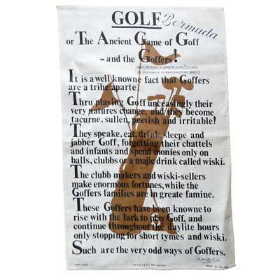 Irish Linen The Ancient Game of Golf Bermuda Tea Towel Wall Hanging Ulster VTG