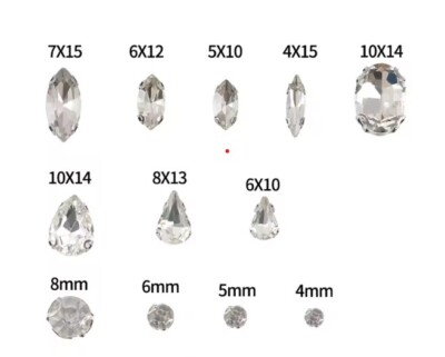 Rund,Drop,Navette,Oval Kristallglas Strasssteine Chaton Crystal Klar Glas nähen