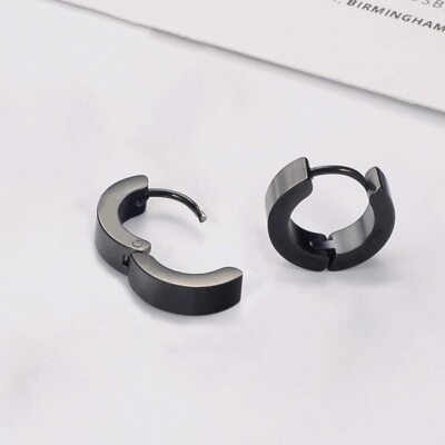 US Stainless Steel Small Hoop Huggie Earrings – 1 Pair, Unisex, Punk Style, Perfect For Gifts