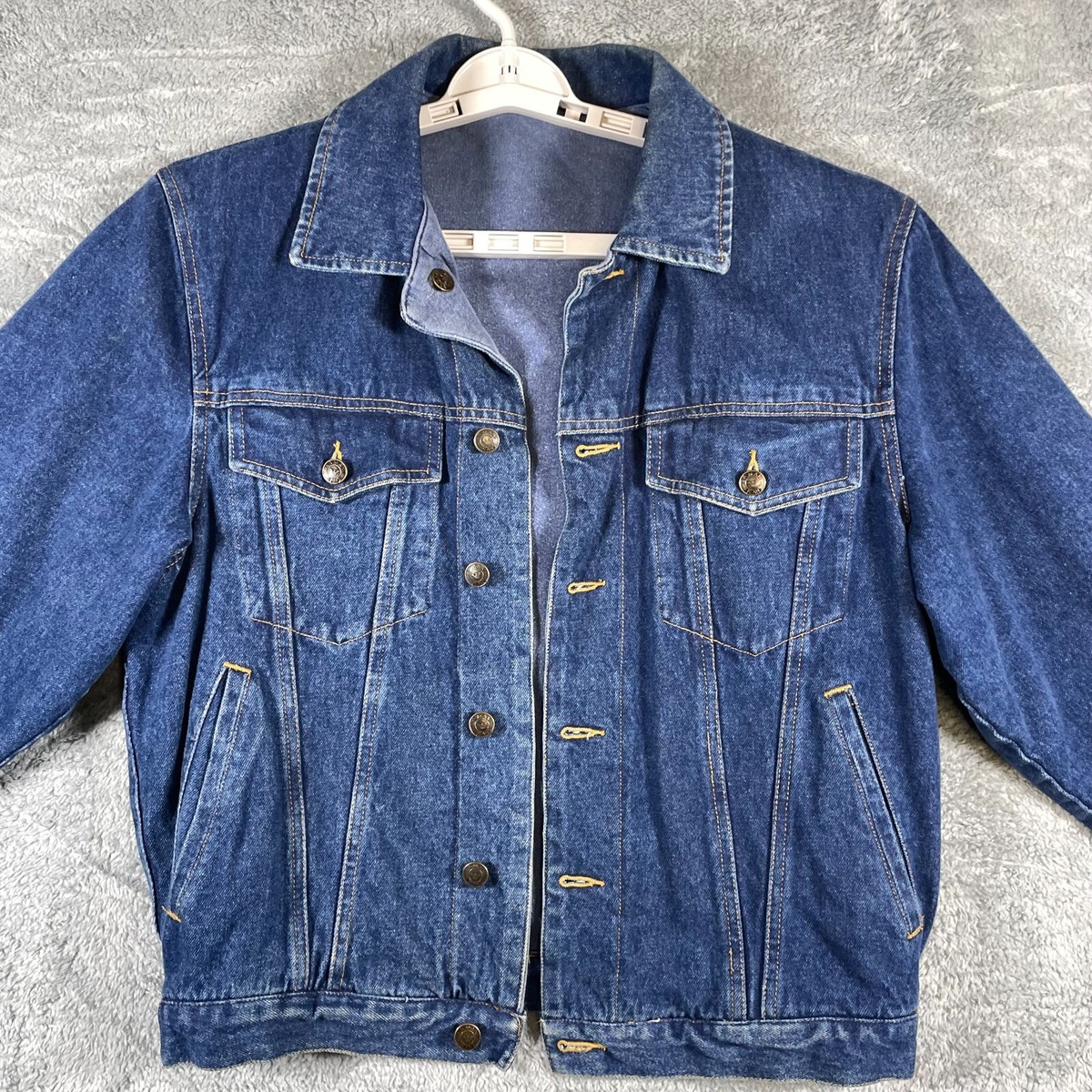 VTG Giorgio Armani Fleece Lined Jean Jacket Mens Small Blue