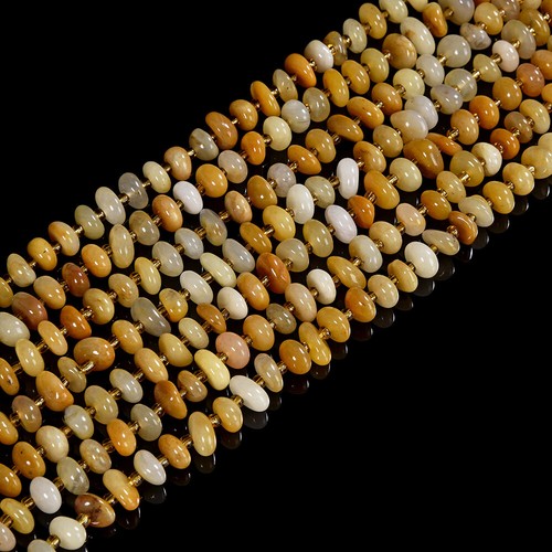 Natural Yellow Jade Pebble Nugget Freeform Rondelle 8-10MM Loose Beads (D559) - Picture 3 of 3