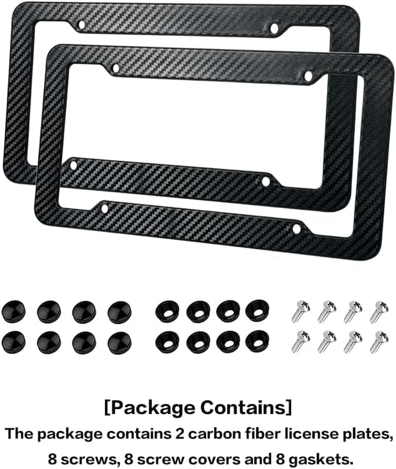 2x-carbon-fiber-license-number-plate-frame-cover-with-screw-license