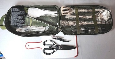 New Haplululy Camping Cooking Portable Essentials 16 Pc. Set Cook Tailgate BBQs 