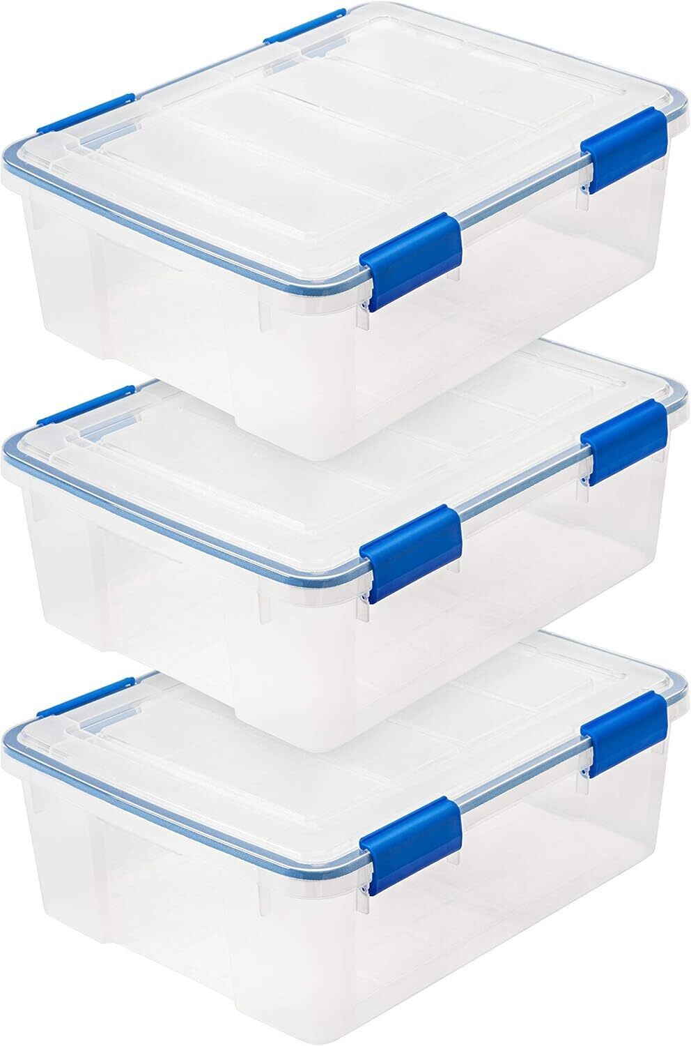 27 Qt Plastic Storage Bins with Lids 3 Pack Airtight Gasket Box with Secure Latch