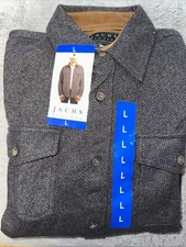 Jachs Men's Premium Flannel Heavyweight Shirt Jacket Gray Warm Jacket Large