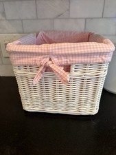 POTTERY BARN KIDS- White Sabrina Basket with Liner Pink Gingham 