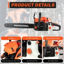 2-Stroke Gasoline Chainsaw 62 CC 20" Power Engine Wood Cutting Gas Chain Saw new