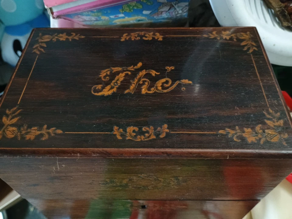 Antique Georgian Style Tea Caddy Box As Is No Key - Image 3 of 4