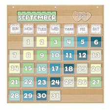 Classroom Monthly Calendar Pocket Chart Fits 2.75x2.75 Cards Only Chart Brown