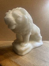 Vintage Carved Marble Lion Sculpture Statue Figurine 7” Tall -9” Long