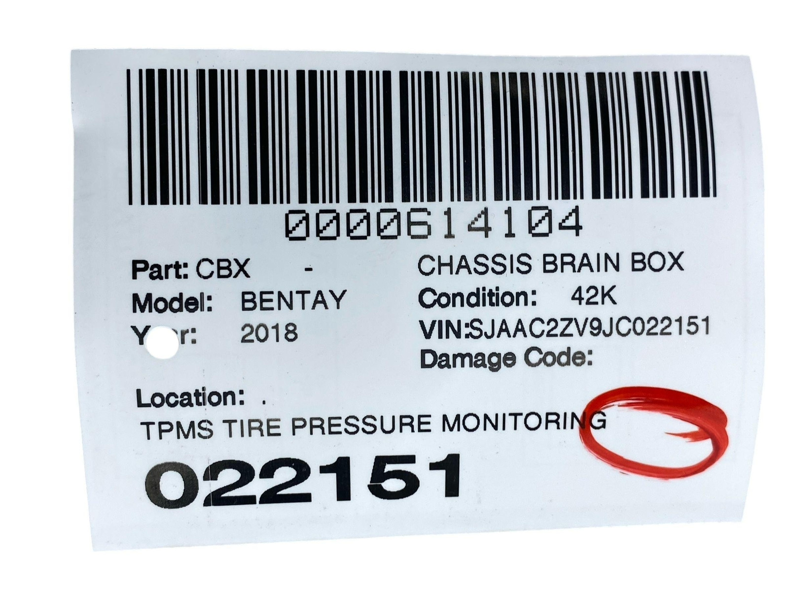 16 - 23 BENTLEY BENTAYGA OEM TPMS TIRE PRESSURE MONITORING SYSTEM CONTROL MODULE