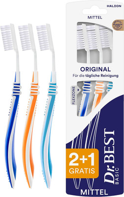 Dr.Best Original Zahnbürste, Mittel, Vorteilspack, Für Die Tägliche Reinigung Mi