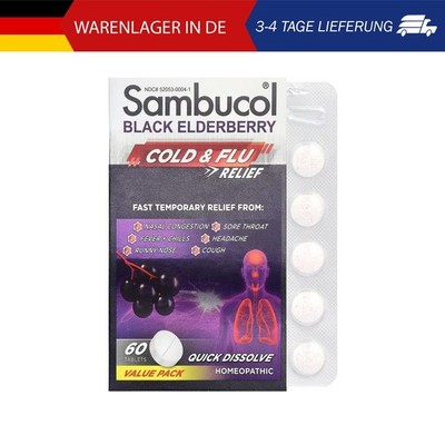 Sambucol, Black Elderberry, Schwarzer Holunder, Linderung von Erkältung und Grip